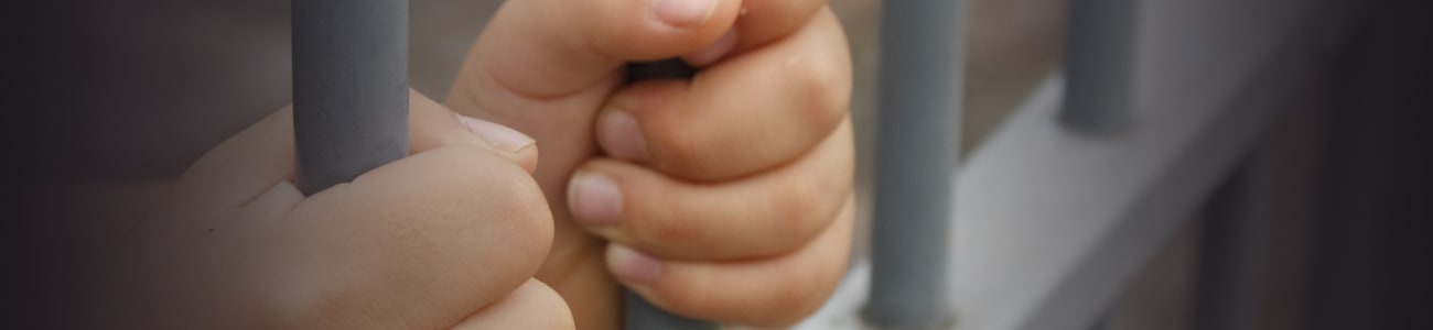 Banner picture of hands behind bars